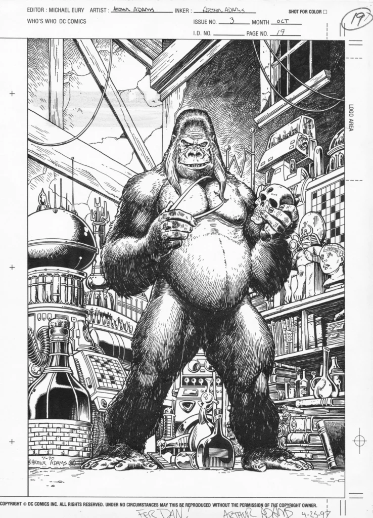 Who's Who In The DC Universe: Gorilla Grodd by Arthur  Adams | Via James Sharland on ComicArtFans - https://www.comicartfans.com/gallerypiece.asp?piece=838493