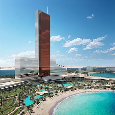 Artist illustration of the property, with a view of the beach and several swimming pools. Photo: Wynn