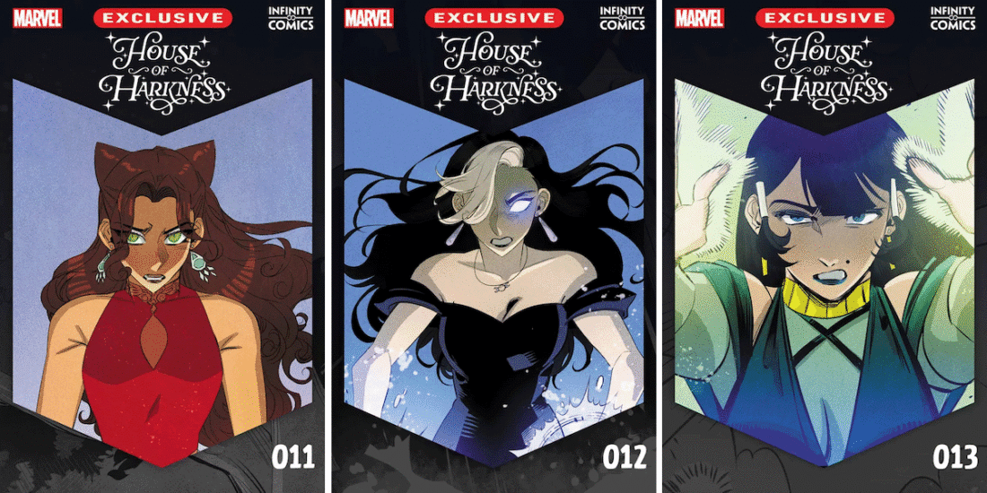 covers of House of Harkness (issues 11, 12, and 13)