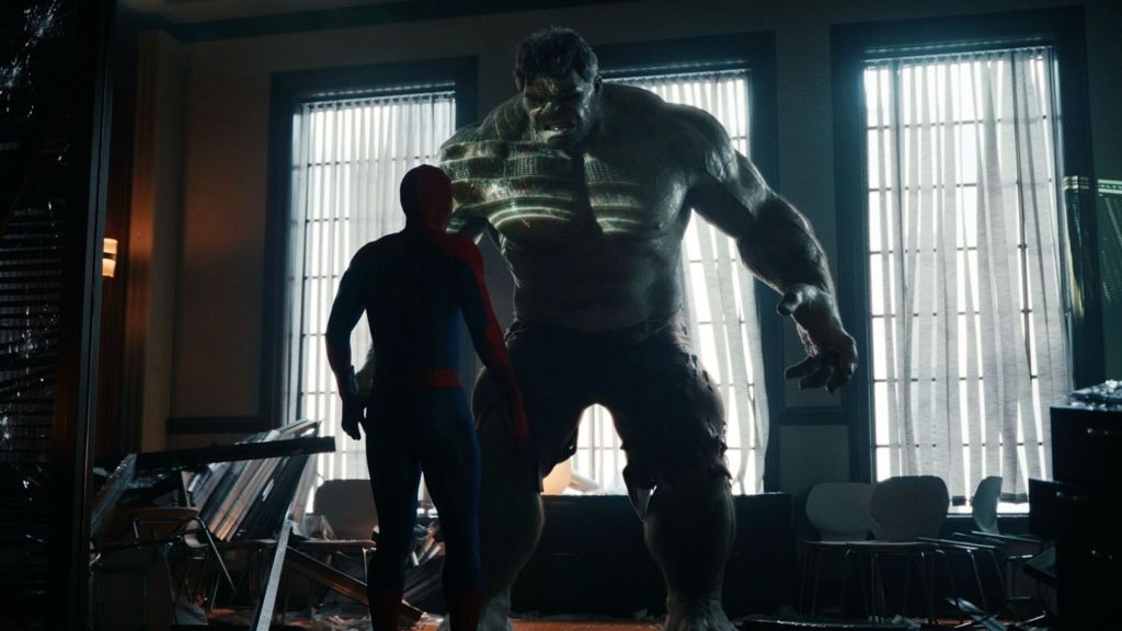 Hulk standing over Spider-Man in Spider-Man Brand New Day
