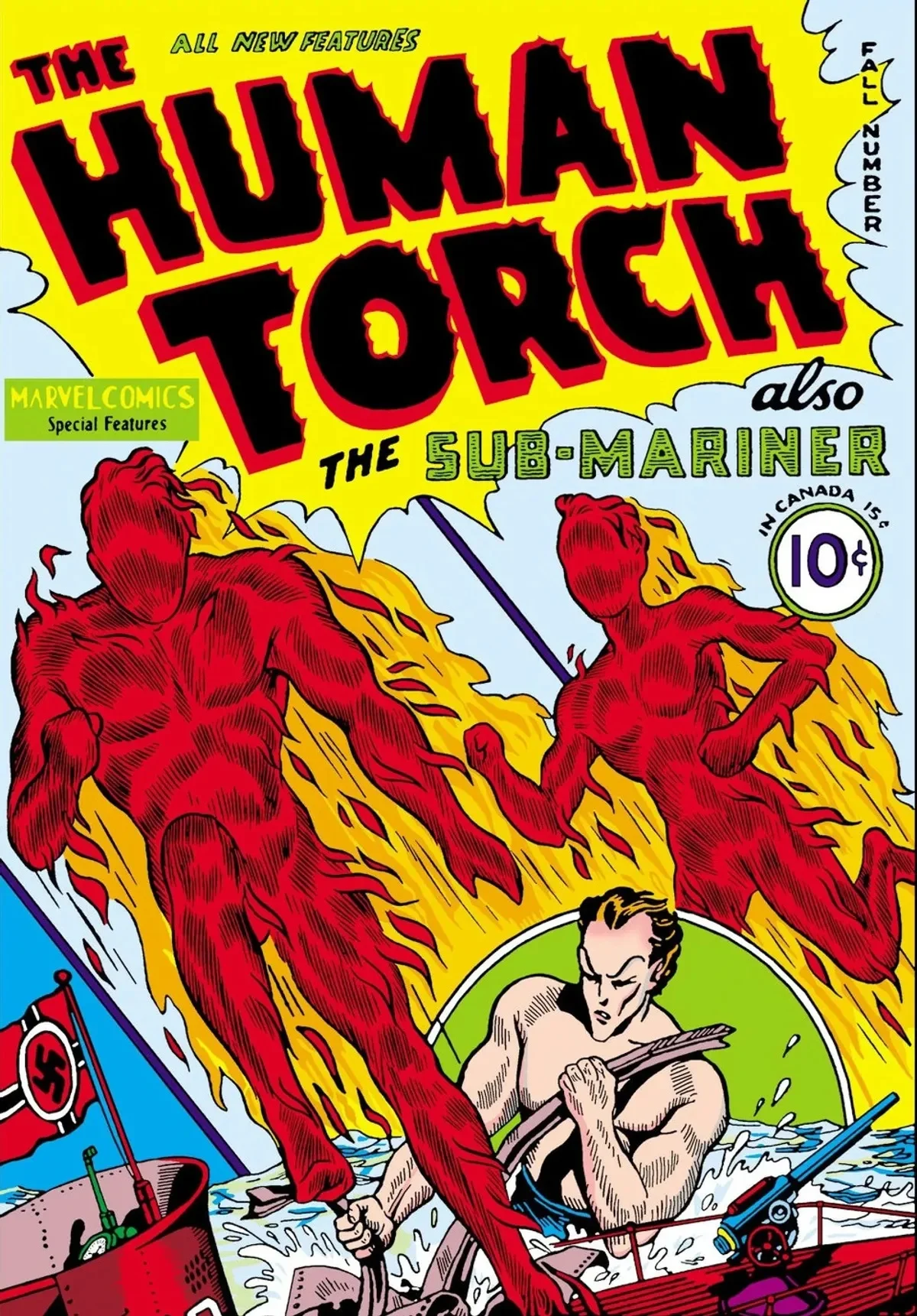 Human Torch comics showing a crossover with Sub-Mariner.