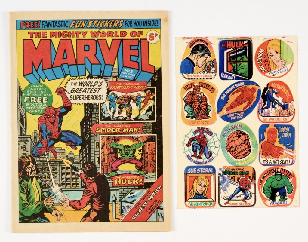 Mighty World of Marvel 3 (1972) With Free Gift Fantastic Fun Stickers. Coupon No 3 is intact