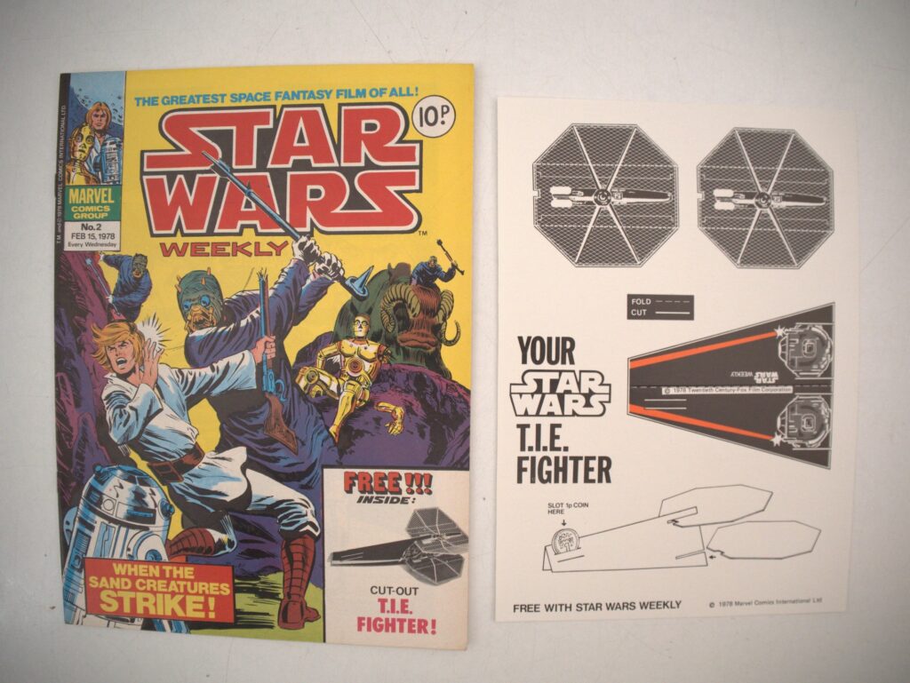 STAR WARS WEEKLY #2 - (1978 - MARVEL UK) - Dated February 15th - FREE GIFT INCLUDED - Part 2 of the Movie adaption - Howard Chaykin, Steve Leialoha interior art + Includes Free TIE FIGHTER Gift which is as issued, un-punched & unmade