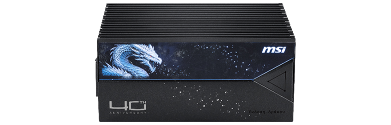MSI's 40th Anniversary compact gaming graphics card features a dragon graphic and 'Radeon 4gkava' text.