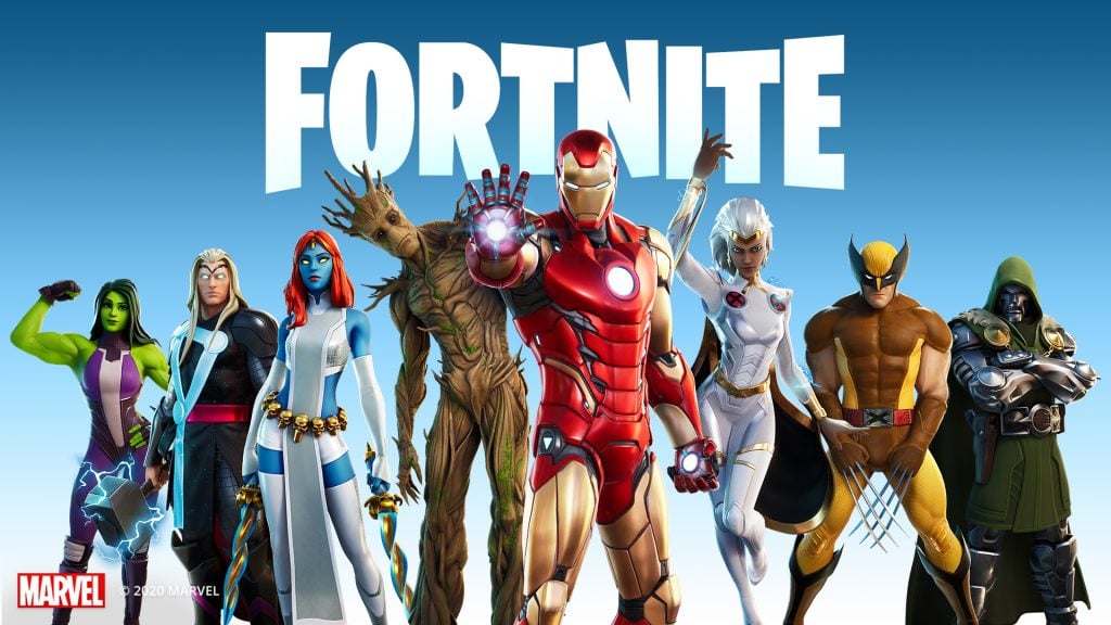 A slew of Marvel characters in Fortnite