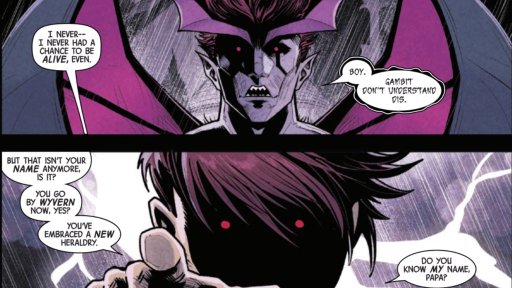 Gambit as Wyvern meeting his future son