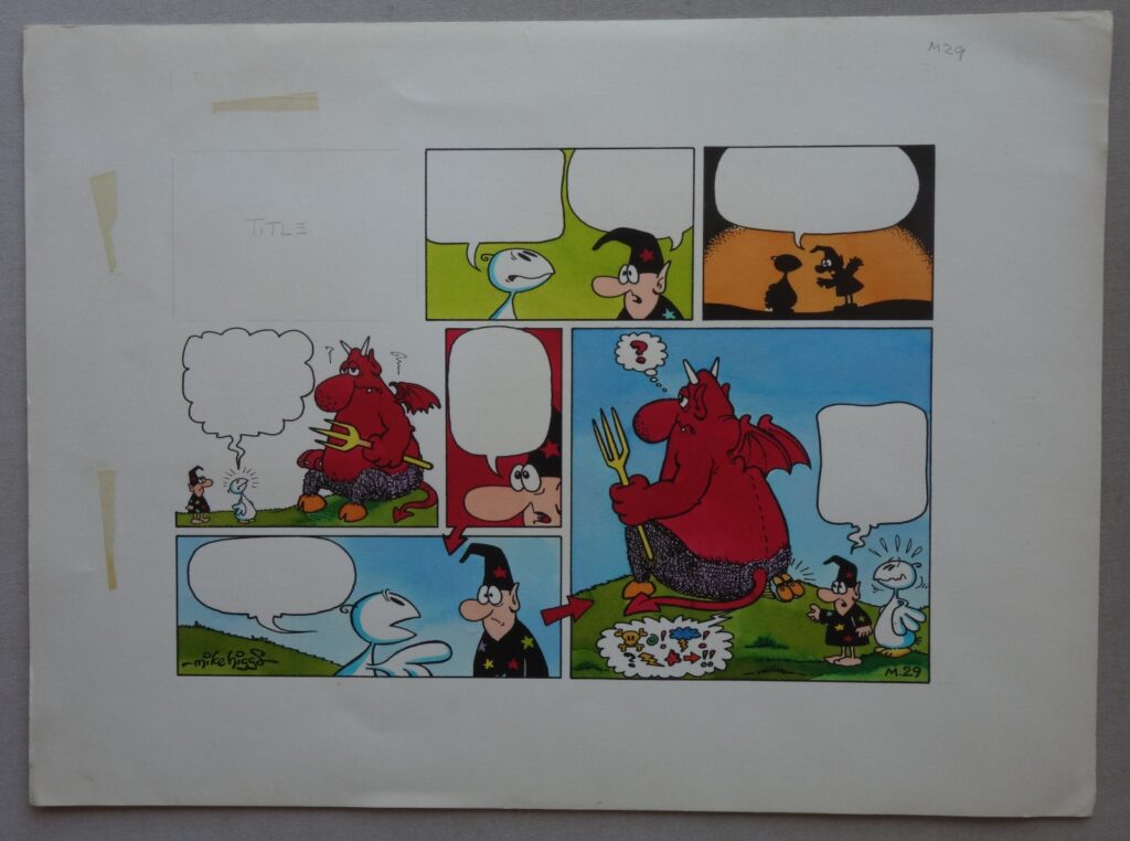 Moonbirds Weekly Colour Newspaper Strip M29 by Mike Higgs (1980s, Signed)