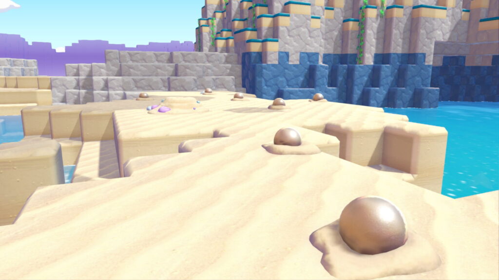 Pokopia pearls are all over a sandy beach