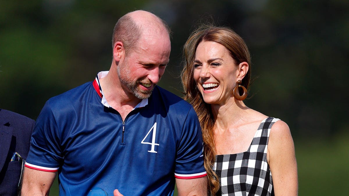 Prince William and Catherine attend the prize giving at a polo event in Windsor, England.
