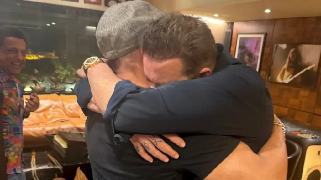 Salman Khan drops pics hugging Sanjay Dutt, calls him `sab ka baba`