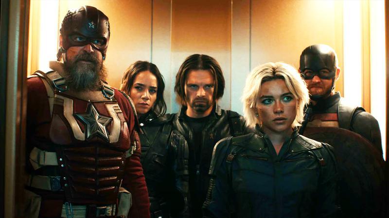 The Thunderbolts team exiting an elevator in Thunderbolts*