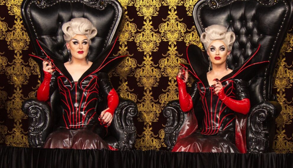THE BOULET BROTHERS' DRAGULA, from left: Tananarive Due, Boulet Brothers, Darren Stein, ‘Horror Icons Reimagined', (Season 4, ep. 401, aired Oct. 19, 2021). photo: ©Shudder / Courtesy Everett Collection