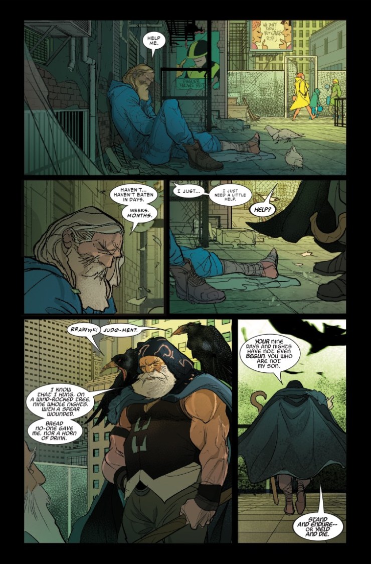 Thor #800 interior art featuring odin and thor