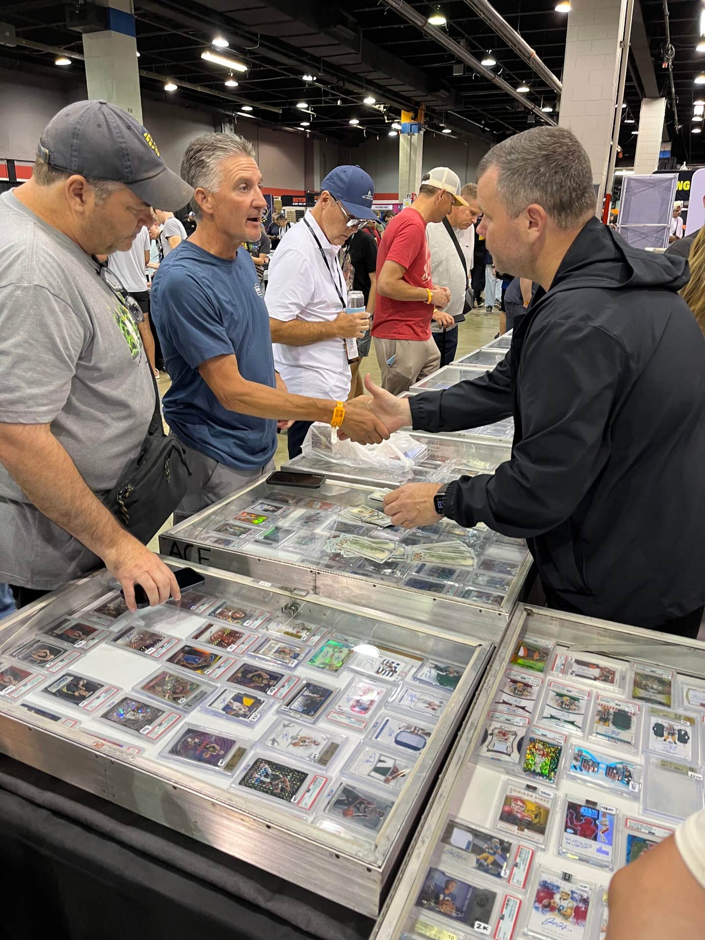 A dealers makes a sale at The National.