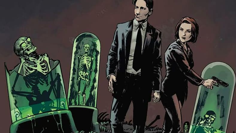 Mulder and Scully among skeletons in X-Files Season 10 Comic.