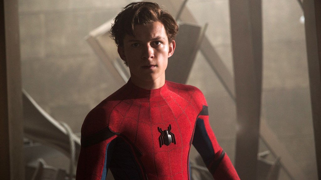 Tom Holland as Spider-Man with his mask off in Spider-Man: Homecoming