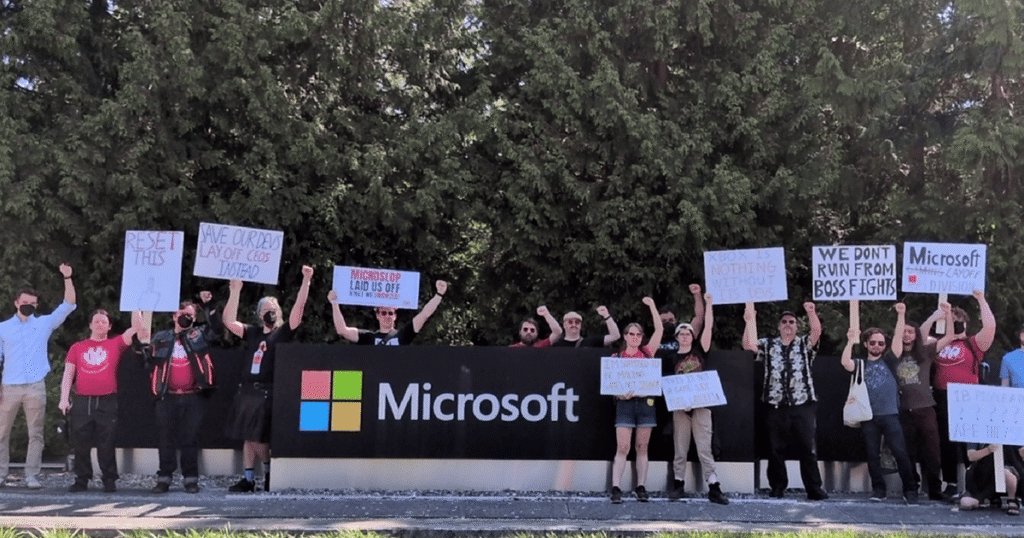 Union workers rally across North America to protest Xbox layoffs Union workers rally across North America to protest Xbox layoffs