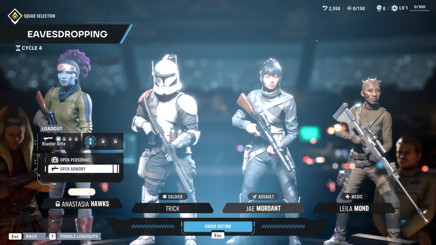 screenshot from Zero Company showing four characters