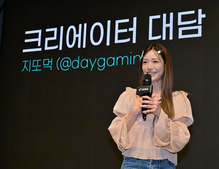 Creator Jittomeok speaks about the impact of TikTok based on personal experience during the K-Culture on TikTok press conference at the Hotel Eliena in Gangnam District, Seoul, Wednesday. Courtesy of TikTok Korea