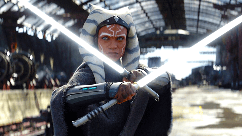 Ahsoka Tano with White Lightsabers in Ahsoka Disney Plus series.