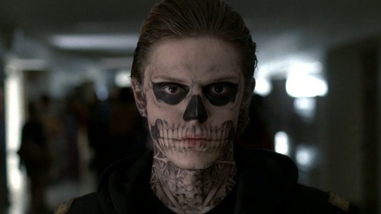 Tate (Evan Peters) wearing skeleton paint on "American Horror Story."