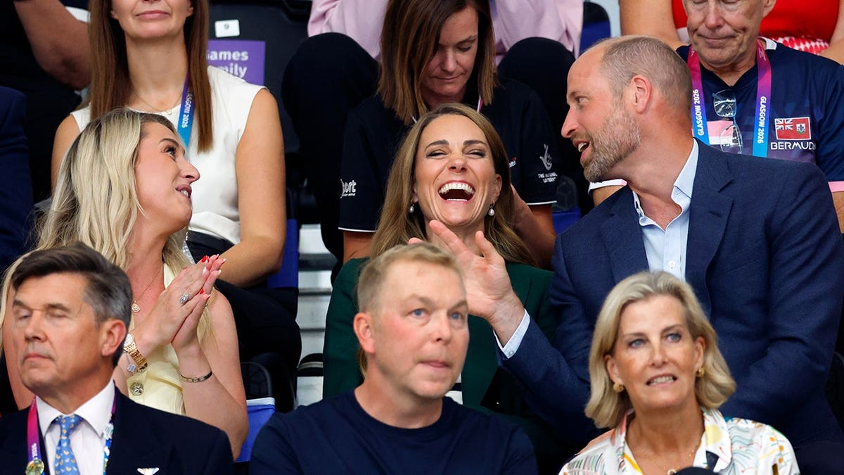 Catherine, Princess of Wales watches track cycling with Prince William and Dame Laura Kenny.