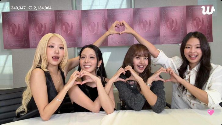K-pop girl group BLACKPINK holds a Weverse live broadcast ahead of a 10th anniversary meet-and-greet with 40 fans at the National Museum of Korea in Seoul, Saturday. Captured from Weverse
