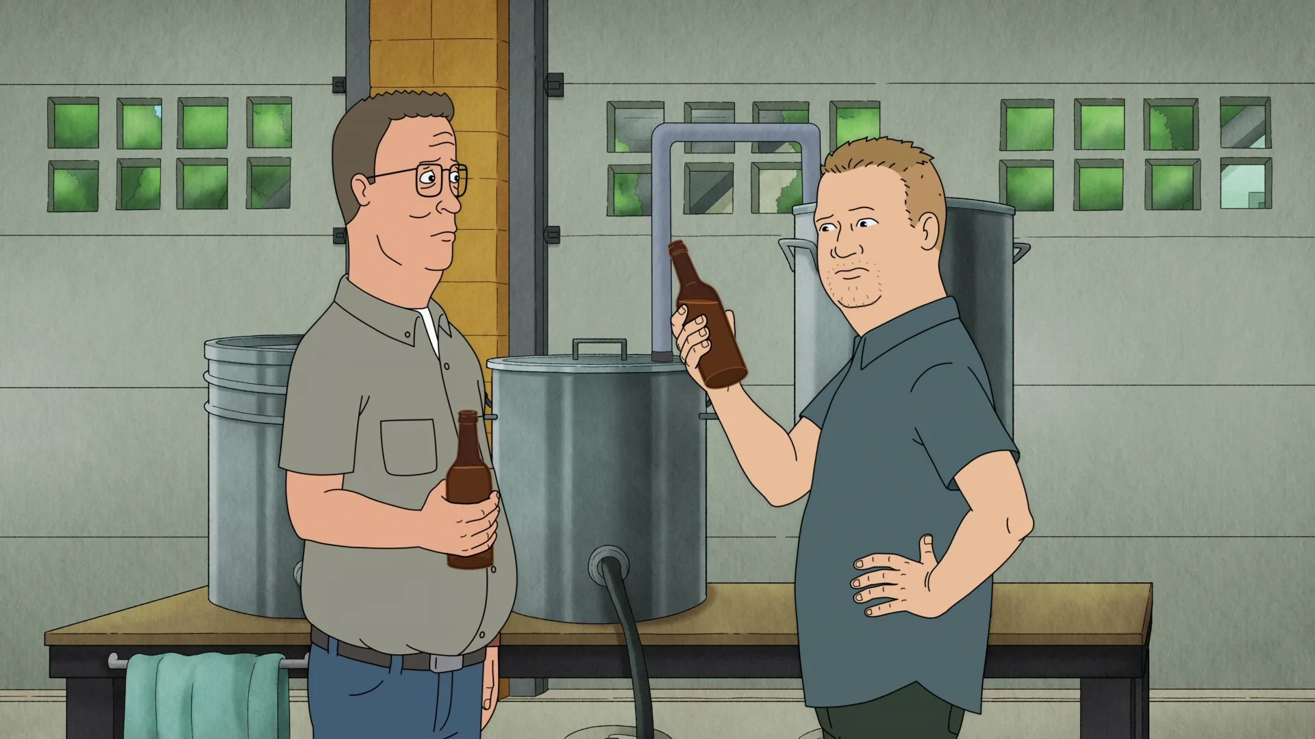Hank and Bobby drink beer together in Season 14, Episode 2 "The Beer Story"