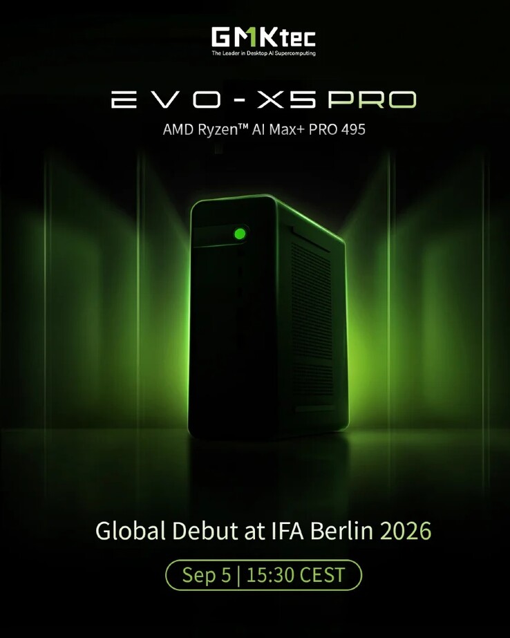 GMKtec has revealed that the Evo X5 Pro mini-PC will be unveiled at IFA 2026.