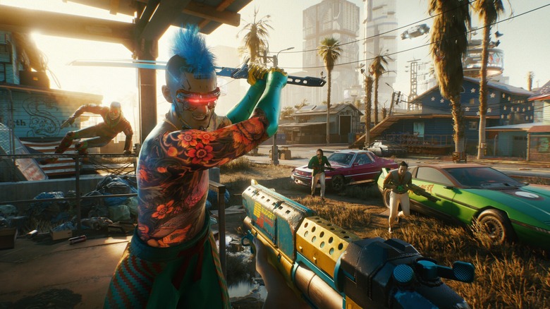 Player fighting Tyger Claws in Cyberpunk 2077