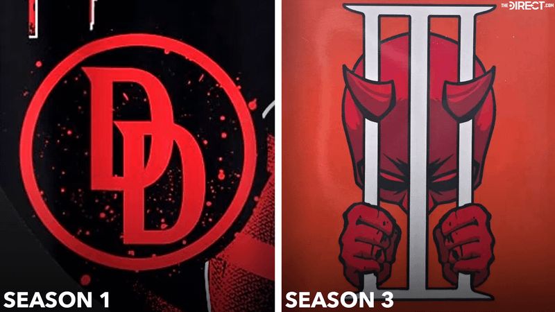 Daredevil Born Again Season 1 vs Season 3 logo.