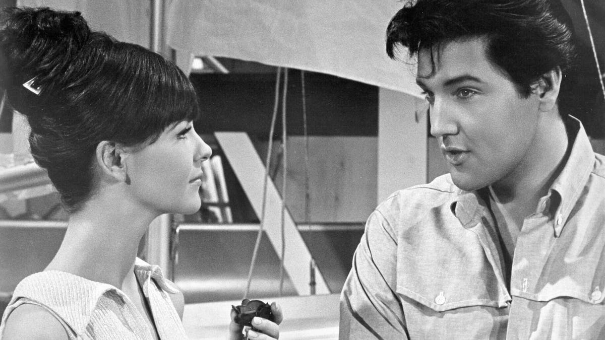 Elvis Presley and Shelley Fabares in a scene from the 1967 film Clambake.