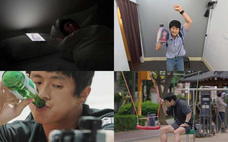 Broadcaster Kian84 interacts with an artificial intelligence partner on a tablet PC in a scene from SBS's dating reality show 'My AI Partner: Giian Romance,' which premieres Aug. 20. Courtesy of SBS