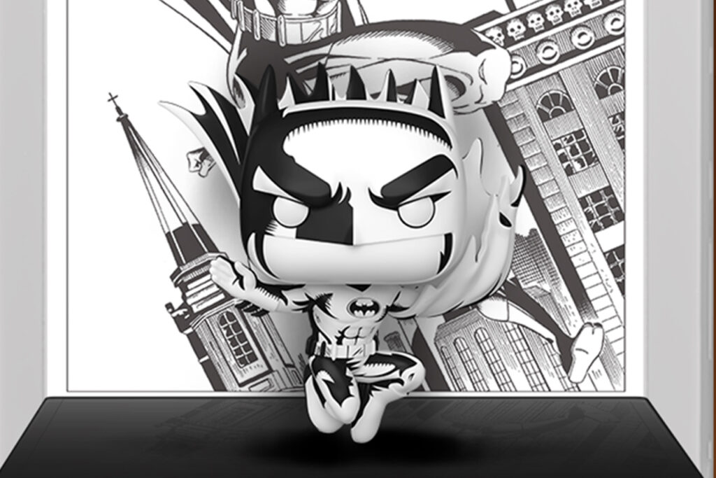 Funko Pop Comic Cover Batman Black and White Dropping as Ultra