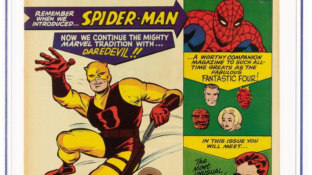 Cover art of Daredevil #1, featuring Daredevil, Spider-Man, and the Fantastic Four.