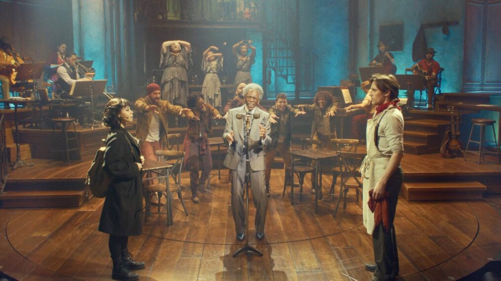 Eva Noblezada, Andre De Shields, Reeve Carney in the 'Hadestown: The Musical' proshot