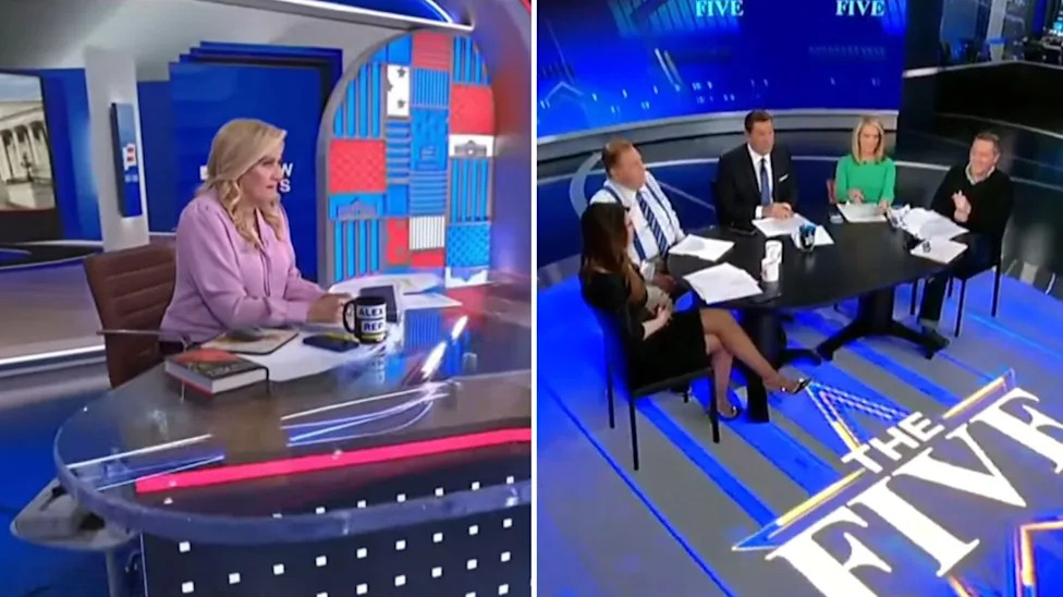 Alex Witt anchoring 'Alex Witt Reports'; the cohosts of 'The Five'