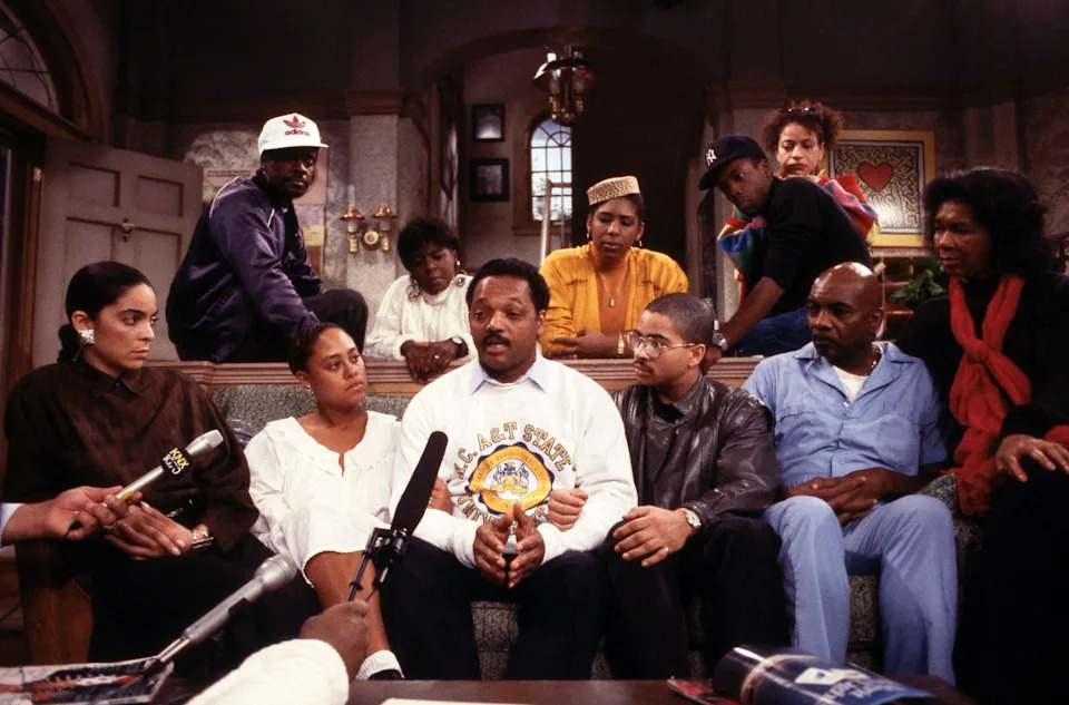 The cast of A Different World on the Hillman College set in the late 1980s