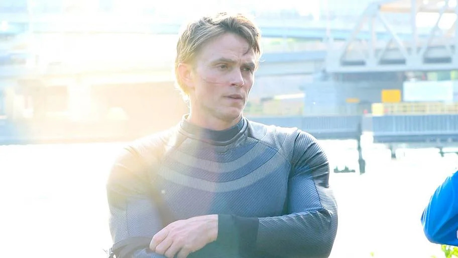Wilson Bethel is seen on the set of