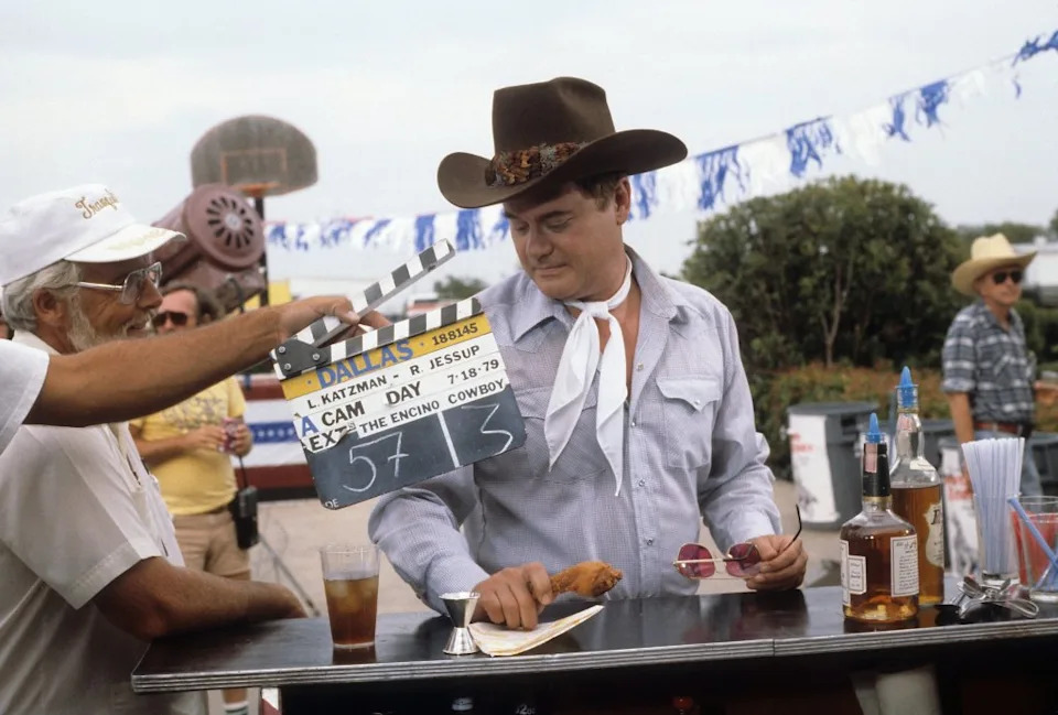 Actor Larry Hagman, who played J.R. Ewing, on the set of "Dallas" in 1979. (Michael Ochs Archives) Getty Images