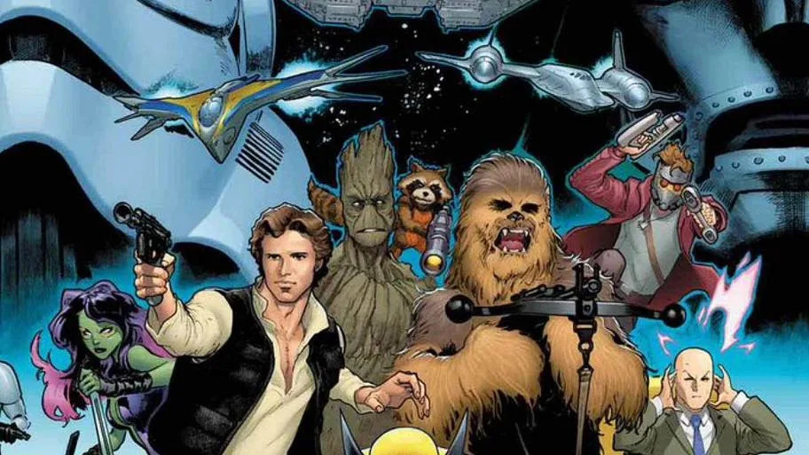 World and universes collide as characters like Wolverine and Dr. Doom intersect with Han Solo and Chewbacca.