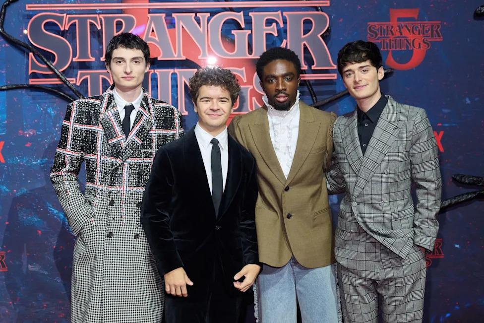 Finn Wolfhard (l-r), Gaten Matarazzo, Caleb McLaughlin and Noah Schnapp of Netflix series "Stranger Things," one of the streaming platform's hits for young adults. Annette Riedl/dpa