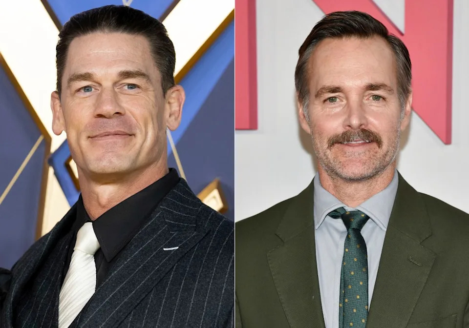 John Cena appears at the premiere of the film "Argylle"' in London on Jan. 24, 2024 , left, and Will Forte appears at the premiere of Netflix's "Kinda Pregnant" in New York on Feb. 3, 2025. (AP Photo)