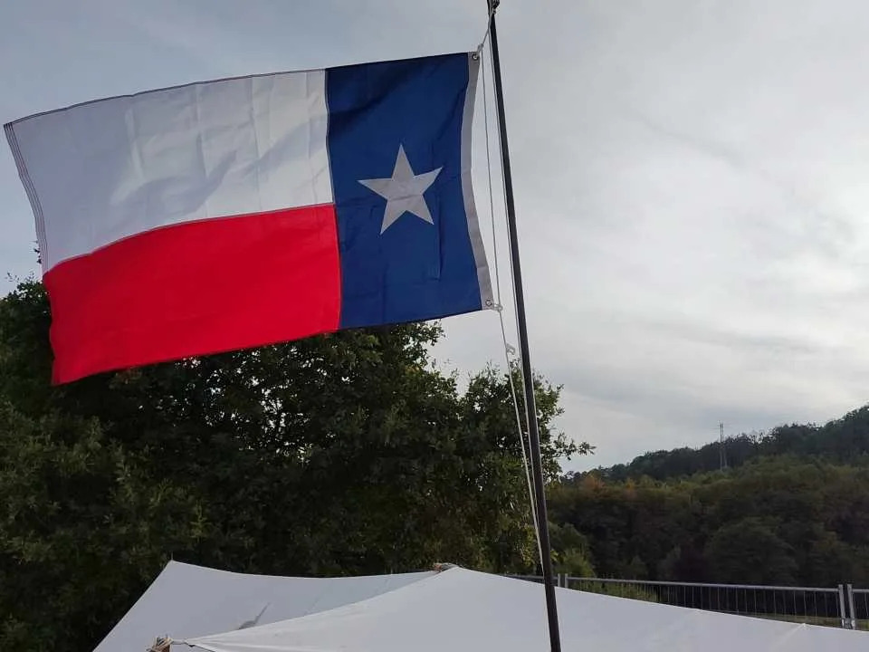 The Texas Rangers Wallonia Belgium tent at the Country & Western Fest in the Belgian Ardennes in July, 2026. (Photo courtesy: Krys Copeland)