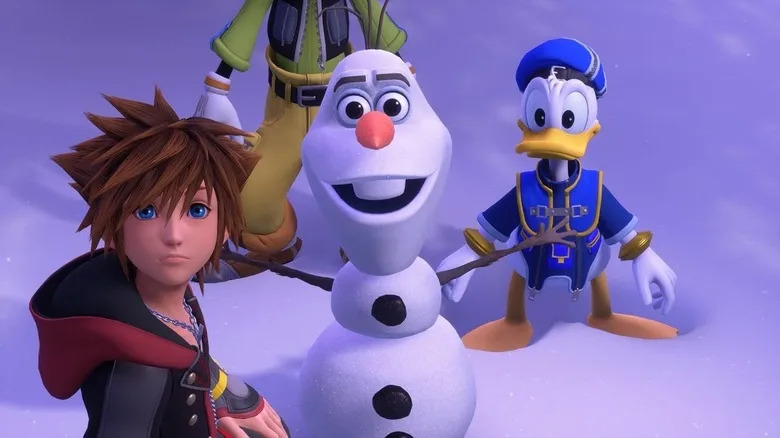 Kingdom Hearts 3 - Olaf, Goofy, Sora, and Donald Duck