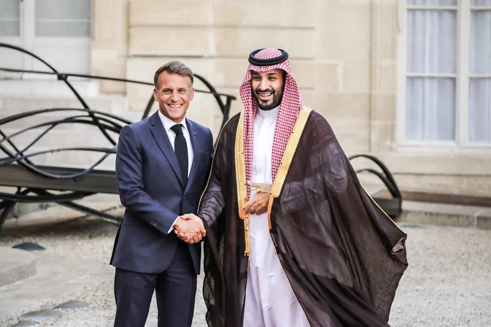 Emmanuel Macrona nd Prince Mohammed bin Salman bin Abdulaziz Al Saud solidified plans for the Dragon Ball Z theme park this weekend (AFP/Getty)