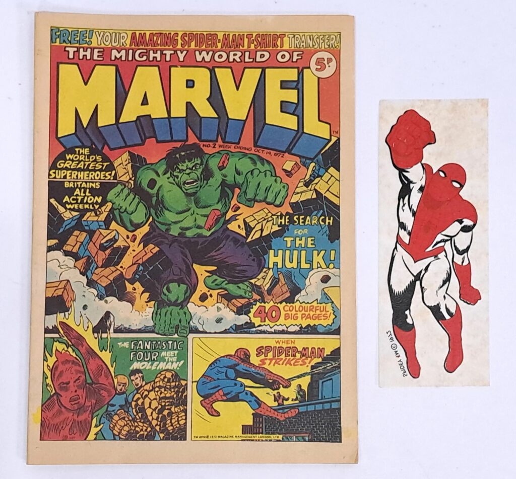The Mighty World of Marvel #2 and #3 (1972) with Spider-man T-Shirt Transfer