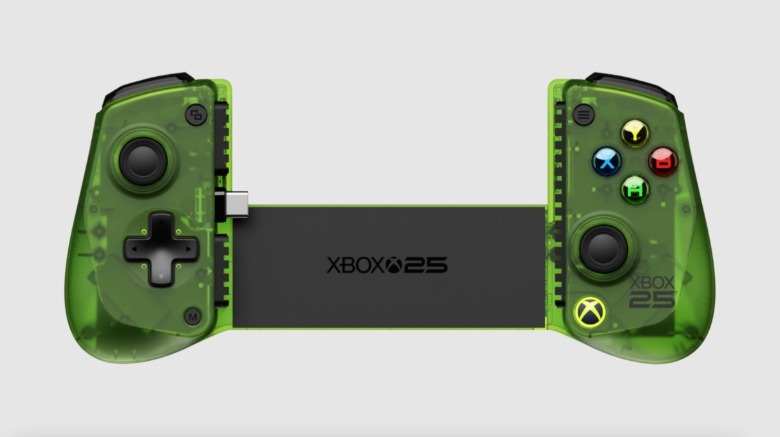 A green mobile controller.
