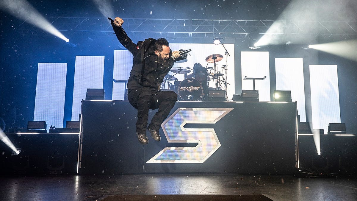 John Cooper of Skillet performs onstage during a concert at O2 Academy Birmingham.