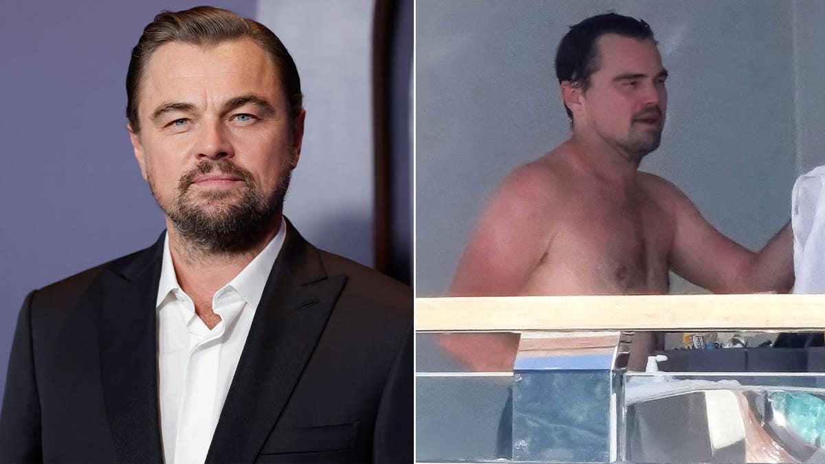 Split image of Leonardo Dicaprio on a red carpet and on vacation on a yacht